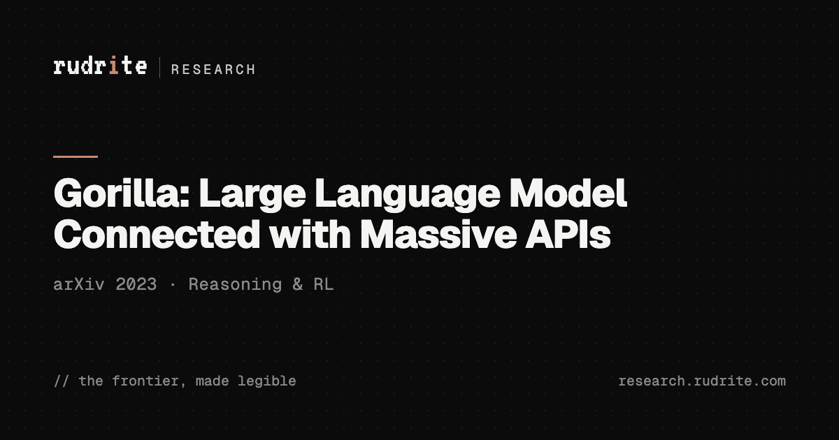Gorilla: Large Language Model Connected with Massive APIs — interactive visual explainer | Rudrite Research